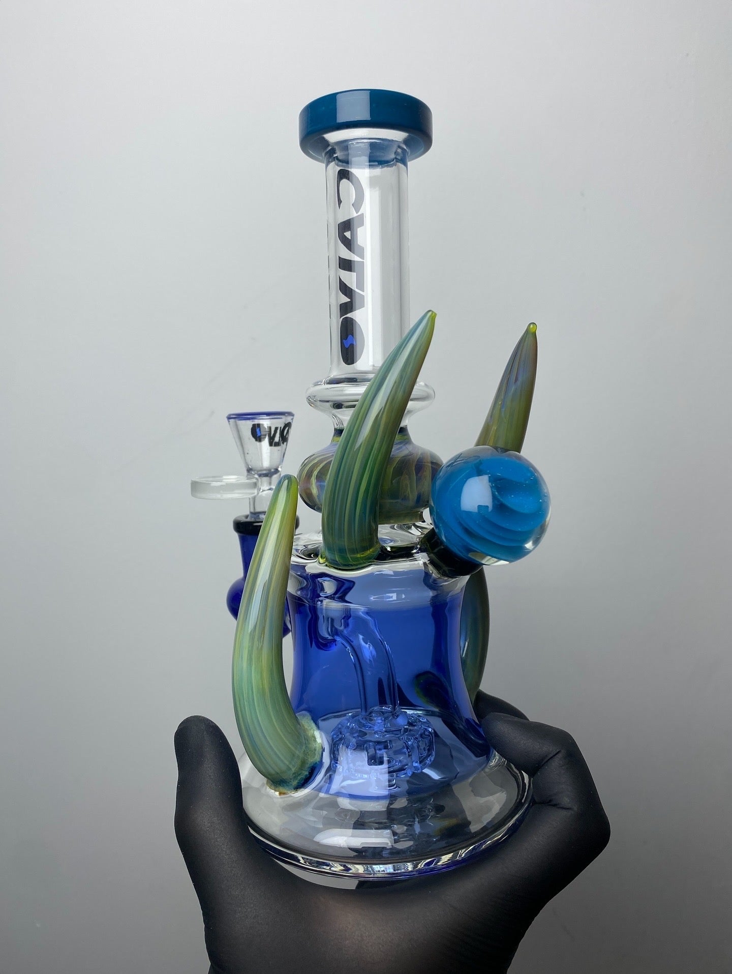 Bong Four Horn Rig Blue - Calvo Glass