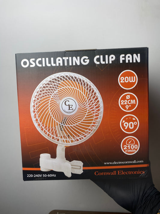 Ventilador de pinza oscilante 20W - Cornwall Electronics