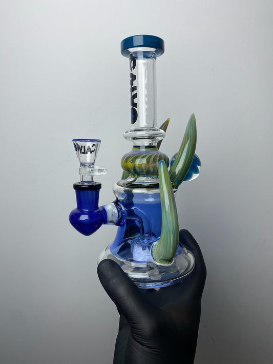 Bong Four Horn Rig Blue - Calvo Glass